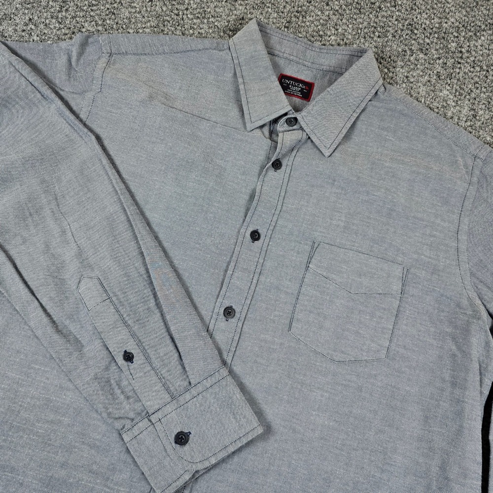 UNTUCKit‎ Men's Slim Fit Button Down Shirt Blue Gray Long Sleeve XL